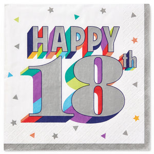 Here's to 18 Birthday Beverage Napkins - 16 Count - 5 In. X 5 In.