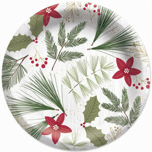 Festive Holly Berry 8.5" Round Paper Plates