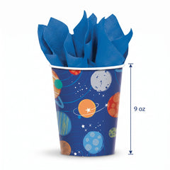 Blast Off Space-Themed 9 oz Paper Cups - 8 Pack