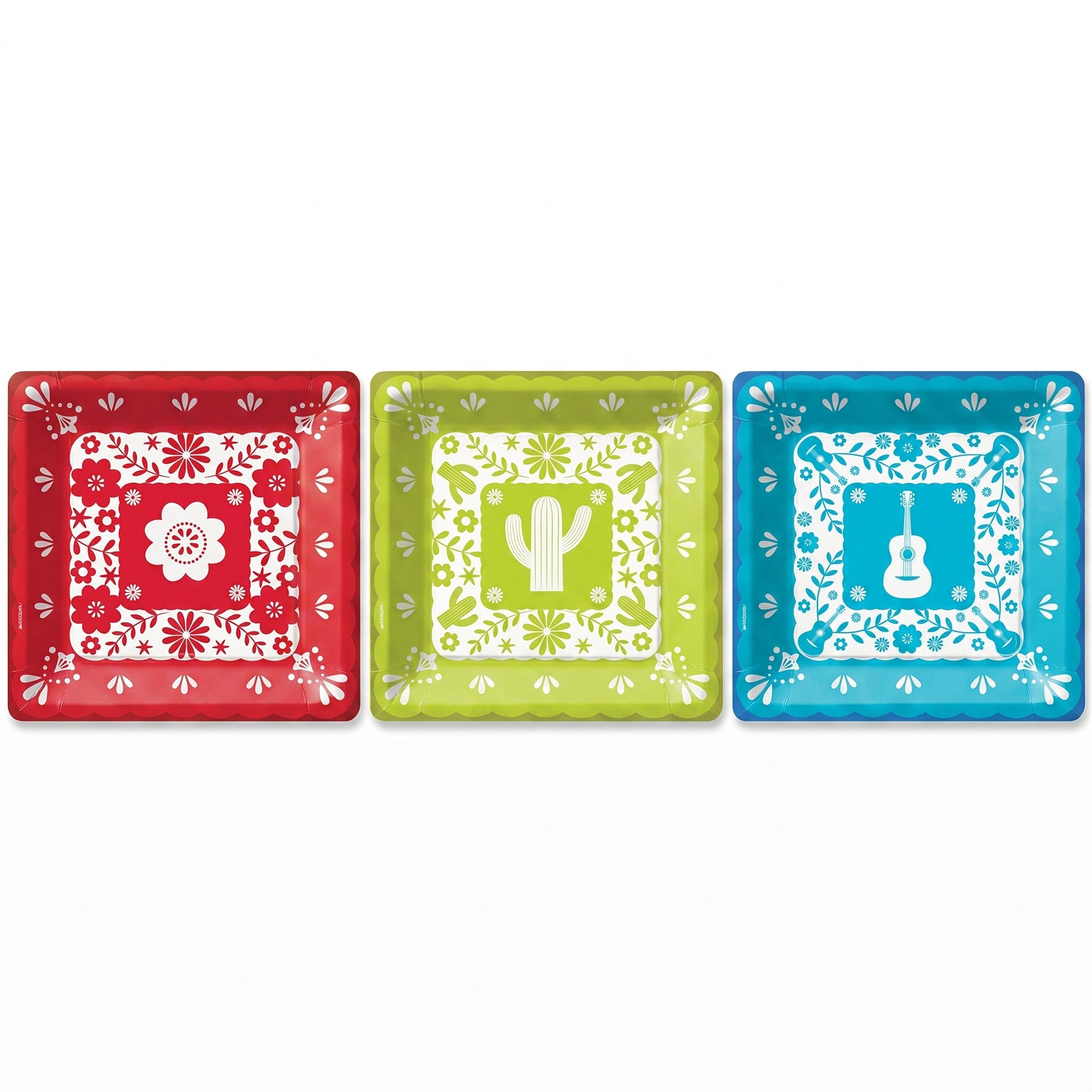 Viva la Party Fiesta Square Dessert Plates, 7-Inch, 20-Pack - 7 in.