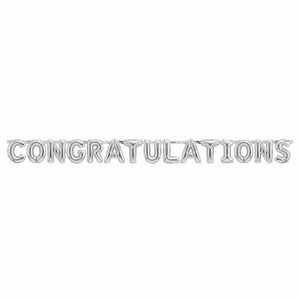 Elegant Silver "Congratulations" Letter Banner Decoration
