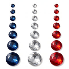 Red, White, and Blue Face Gems - 24 Piece Set