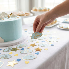 "Oh Baby" Blue & Gold Cloud Confetti for Baby Boy Shower