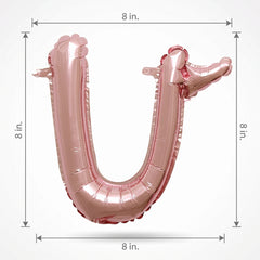 Rose Gold Script Letter U Foil Balloon - 8" Air-Filled