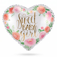 Sweet Baby Girl Floral Foil Balloon