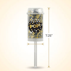 "Pop!" Metallic Confetti Poppers - Black, Gold & Silver, 2-Pack