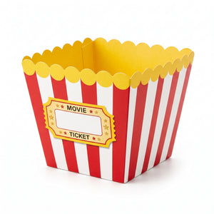 Movie Night Popcorn Paper Bowls, 8-Inch, Red and White Stripes, 3-Pack