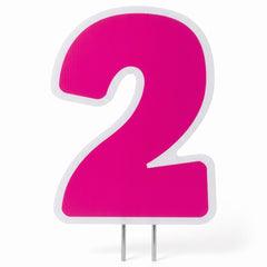 Vibrant Pink Number 2 Yard Sign