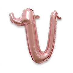 Rose Gold Script Letter "V" Balloon - 16-inch Foil, Air-Filled