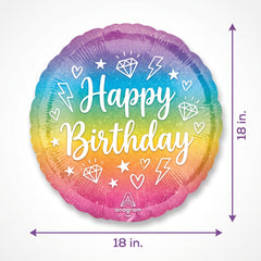 Sparkling Holographic Happy Birthday Foil Balloon - 18"