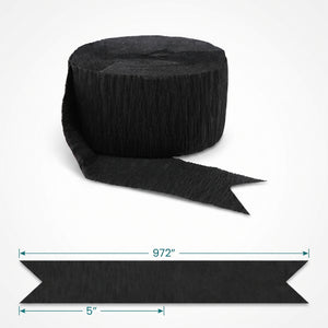 Classic Black Crepe Paper Streamer - 81 Feet