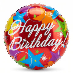 Vibrant Starburst Happy Birthday Foil Balloon