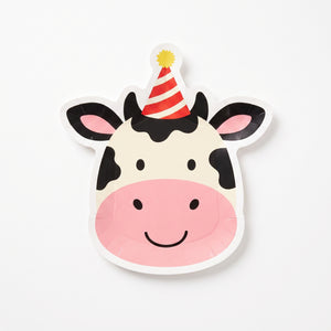 Cow-Shaped Barnyard Birthday Dessert Plates, 7-Inch, 8-Pack