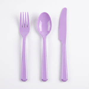 Lavender Assorted Plastic Cutlery Set - 7.5 in. - 24 Pack