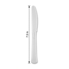 Frosty White Plastic Knives - Solid Color Cutlery - 7.5 in.