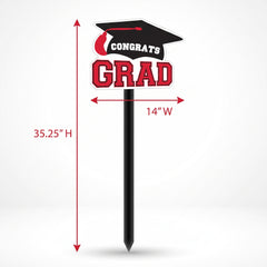 "Congrats Grad" Red Graduation Yard Stake Sign
