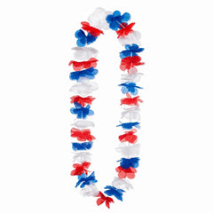 Patriotic Red, White, and Blue Leis - 6 Pack