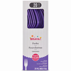 Vibrant Purple Plastic Forks - Pack of 20 - 7.5 in.