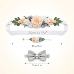Soft Jungle Baby Shower Wearable Kit - Floral Sash, Headband & Bow Tie Set