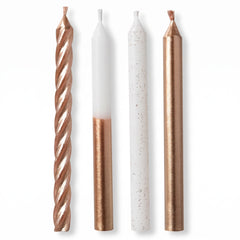 Metallic Rose Gold & White Birthday Candle Set