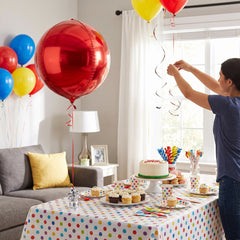 Vibrant 16-Inch Red Geometric Orbz Foil Balloon