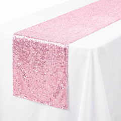 Pink Sequin Table Runner for Baby Shower Celebrations