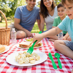 Festive Green Plastic Cutlery Assortment - 7.5 in.