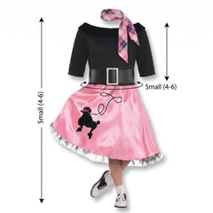 Girls' 1950s Miss Sock Hop Costume with Poodle Skirt & Accessories