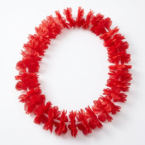 Vibrant Red Lei Necklace - 40" Tropical Accessory