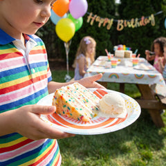 Retro Rainbow 9-Inch Round Paper Plates, 8-Pack