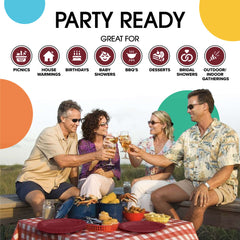 7 In. Burgundy Paper Plates - 50 Ct.