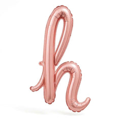 Air-Filled Rose Gold Script Letter "h" Foil Balloon - 16"