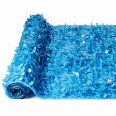 Metallic Blue Floral Vinyl Curtain - 15FT