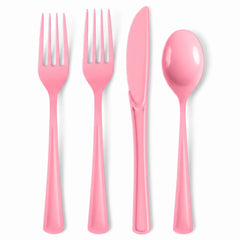 Heavyweight Assorted Pink Plastic Cutlery Set - 7.5 in.
