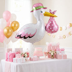 Giant "It's a Girl" Stork Foil Balloon - 26 Inch