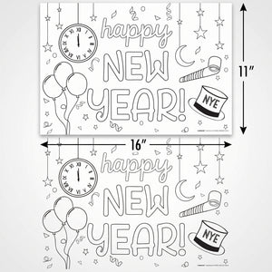 "Happy New Year" Coloring Paper Placemats - 24 Pack