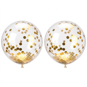 24-Inch Gold Confetti Latex Balloons, 2-Pack