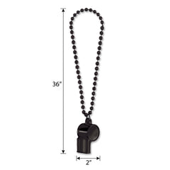 Black Beaded Necklace with Whistle - Team Spirit Costume Accessory