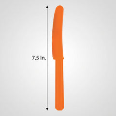 Vibrant Orange Plastic Knives - Economy Pack - 7.5 in.