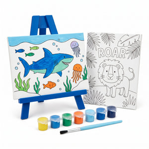 Safari & Sea Animal Canvas Paint Kit with Easel
