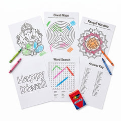 "Happy Diwali" Activity Sheets with Crayons - 11 Pages of Festive Fun