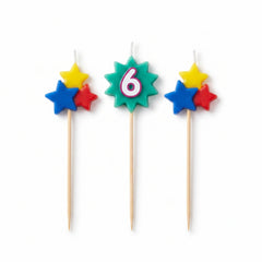 Star Birthday Toothpick Candle Set - Number 6