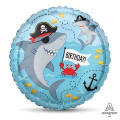 Ahoy Pirate Shark Mylar Balloon - 18-Inch