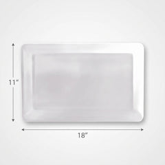 Elegant White Rectangular Plastic Serving Platter - 11" x 18"