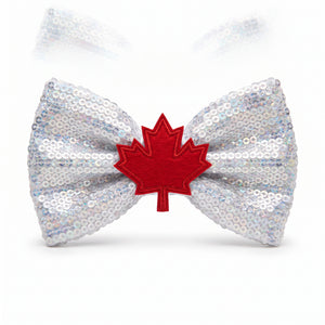 Canadian Pride Maple Leaf Sequin Bow Tie