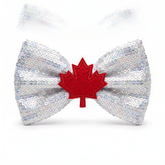 Canadian Pride Maple Leaf Sequin Bow Tie