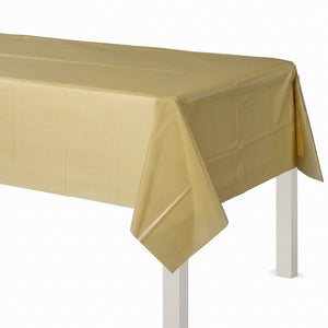 Gold Plastic Table Cover - 54x108 inches