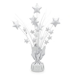 Elegant White Foil Star Spray Centerpiece - 12"