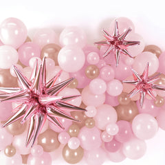 Elegant Rose Gold Starburst Balloon Clusters