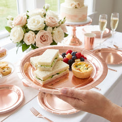 Rose Gold Metallic Paper Lunch Plates | 8.5" Round, 8|Pack